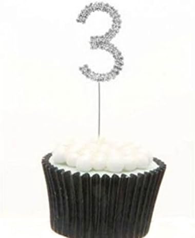 11Cm Diamante Jewel Birthday Anniversary Number Party Sparkle Snack Pick