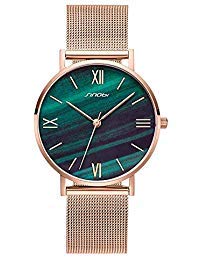 SINOBI Reloj de Pulsera para Mujer con diseño Creativo y Sencillo, Elegante Correa de Malla con (S9709L-Green-Mesh Band)