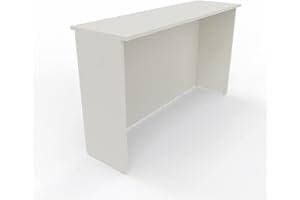 TICKOFFICE Bancone negozio fiere bar reception lineare piano e fianchi in legno cm altezza 110 cm da negozio in melaminico, cassa e sale di attesa manifattura italiana alta qualità (Grigio Avorio, L.185)