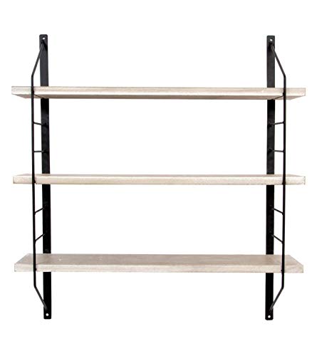 Indhouse Étagère Murale Bois et Métal Noir Étroite Minimaliste