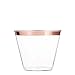 Price comparison product image Gold Plastic Clear Cups ~ 9 oz 50 Pack Rimmed Plastic Cups Old Fashioned Tumblers, Fancy Disposable Wedding Cups Elegant Party CupsRose Gold Trim