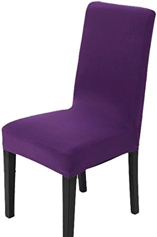 MAIKEHOME Dining chair covers, Pure Color Spandex Stretch Dyed Chair Slipcovers for Hotel Kitchen Restaurant Wedding Party Decor (purple, 1pcs)