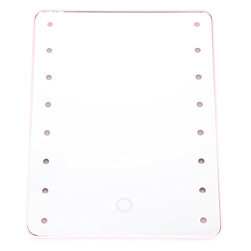 LED Beleuchtete Makeup Spiegel, Touch Screen Beleuchten Eitelkeitsspiegel mit Dimmbar 16 LED und Stütze, Kosmetische Arbeitsplatte Tischspiegel für Dressing, Rasieren (Rosa) - 5