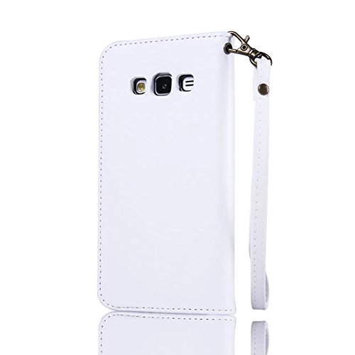 SKYXD für Samsung Galaxy J3 2016 Hülle Leder Rosen Blumen und Schmetterlings Muster,PU Folio Klappbar SchutzHülle [Brieftasche Kartenfach / Magnet / Standfunktion / Trageschlaufe] KlappHülle für mit [Krone Handyanhänger + Eingabestift] 3 in 1 Zubehör Set Handy Tasche Etui für Samsung Galaxy J3 2016 J320F J3 Duos Bookstyle Flip Case Leather Cover With [Stylus and Dust Plug]- Weiß - 3