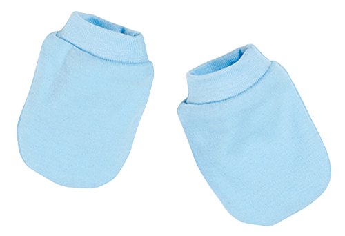 Schnizler Unisex Baby Newborn Cotton Scratch Mittens, Blue, One size