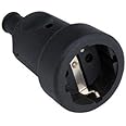 CABLEPELADO Clavija Enchufe schuko Recto Goma Hembra 16 A Negro