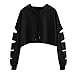 Price comparison product image FeiBeauty  Women Long Sleeve Ripped Sweatshirt Pullover Cropped Tops Jumper T Shirt Hoodie White Red Black