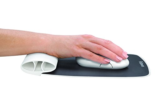 Fellowes I-Spire - Alfombrilla con reposamu  ecas flexible para rat  n  color blanco y gris
