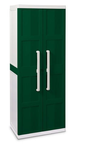 TOOMAX 165 x 65 x 37cm Comfort Small Storage Unit with 2 Doors/ 4 Adjustable Shelves - Milk White/ Green