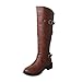Produktbild VJGOAL Damen Stiefel, Damen Mode Leder Ritter Schnalle Runde Kappe Faux Martin Stiefel Casual Flache Zip Winter warme Schuhe Braun, 40 EU