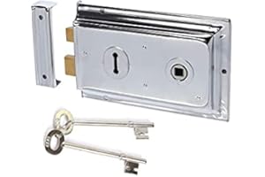 I IRONMONGERY SOLUTIONS Ironmongery Solutions® Vintage 1920s Victorian Style, Rim Lock in Five Different Finishes (Satin Chrome)
