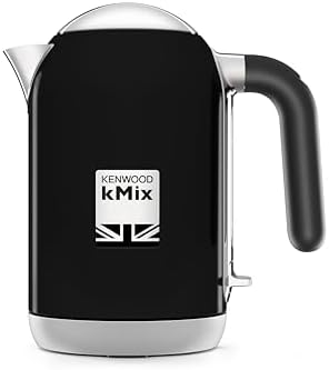 Kenwood ZJX650BK Serie KMIX Bollitore con dettagli in acciaio, capacità 1 litro, base tonda girevole a 360° e removibile, blocco sicurezza, spegnimento automatico, manico termoisolante, laccato Nero