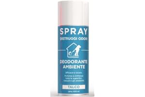 BIOPET IGIENIPLUS Spray Distruggi Odori per Ambienti e Tessuti - Purifica Gli Ambienti/Superfici/Tessuti frequentati da Cani e Gatti Senza alterare Le Loro proprietà Olfattive. Spray 400ml (Talco)