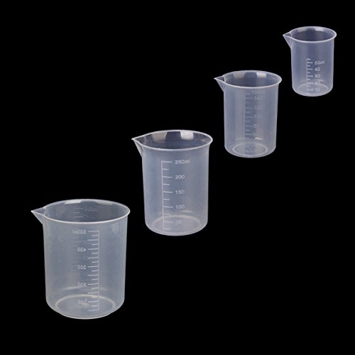 Rosenice Messbecher Werkzeug, Transparente Kunststoff Labor Messbecher 50ml 150ml 250ml 500ml (Transparent) - 2