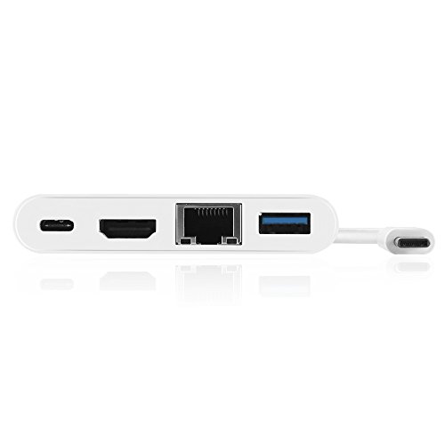 TNP USB C zu HDMI + USB 3.0 Typ A + Gigabit Ethernet + USB Typ C Power Lieferung Ladegerät Port Hub Adapter – usb-c zu SuperSpeed USB, RJ45 LAN Netzwerk Karte, 4 K 1080p Video Audio Konverter Wandler Kabel Draht - 4