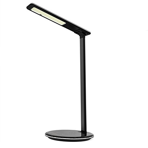 Preisvergleich Produktbild Drahtlose Lade Schreibtischlampe LED Augenschutz Lampe Handy Schnellladung USB Port, Wireless-Ladegerät Multifunktionale Schlafzimmer Studie Tischlampe,Black