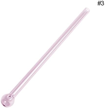 SummerYoung Round Head Glass Straws Colored Reusable Drinking Straight High Quality Borosilicate Heat Resistant Glass Drinking Straw (Pink)