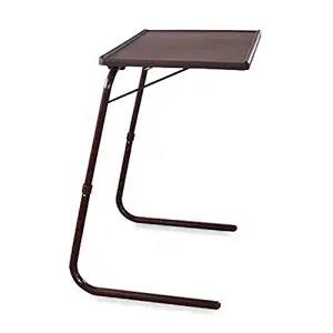Cloudeal Table Multi Purpose Portable and Adjustable Utility Table Without Cup Holder for Laptop, Study, Dinner Standard (Brown_Plain)