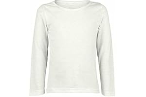 LUXE DIVA Girls Boy Kids Plain Basic Long Sleeve Round Neck T-Shirt Stretch School Tee Top 2-13 Years