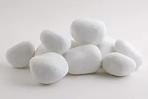 ITOS365 Pebbles Glossy Home Decorative Vase Fillers Stone White, 2 KG