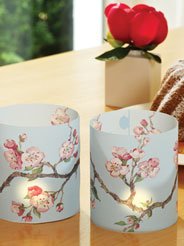 Preisvergleich Produktbild Windlicht 3er Set. Kirschblüte hellblau