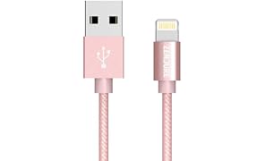 ZENDURE MFi Câble Lightning USB Charge/Sync Couvert de Nylon Tressé, 30 cm - Or Rose