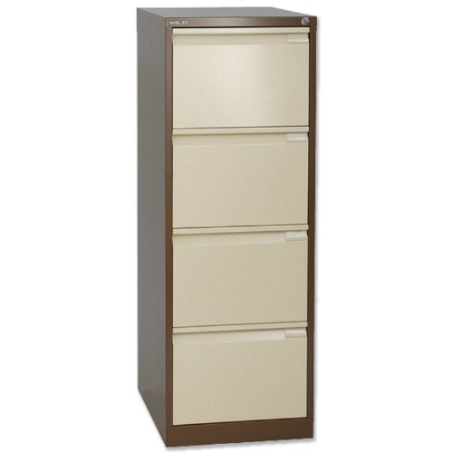 Bisley BS4E Filing Cabinet Flush-front 4-Drawer W470xD622xH1321mm Brown and Cream Ref BS4E-0506
