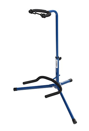 Preisvergleich Produktbild Classic Cantabile Gitarrenständer (Konzert-, Western, E-Gitarre, Bass, höhenverstellbar, gepolsterte Auflagefläche, sehr leicht) blau