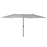 greemotion Parasol rectangulaire blanc Luna 465 x 270 cm - Grand parasol de jardin - Parasol anti UV 50+ - Parasol réglable en hauteur - Parasol de table 12 baleines haute qualité