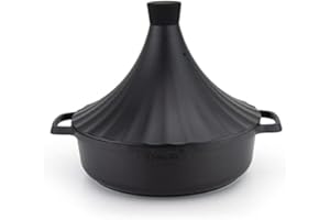 SAHARASHOP Tajine Marroquí Morocco 28 cm de diámetro para inducción, negro, tajin, días, cacerola, cacerola, disponible en tres tamaños, cacerola, calidad premium, apta para todo tipo de cocinas y hornos