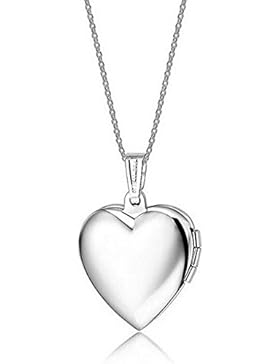 Belons Silberfarben Blau/Rosa Titanstahl Epoxy Foto Medaillon Amulett Öffenbar Herz Anhänger Halskette Kette mit...