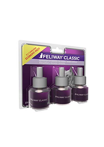 Feliway Classic - 3 flaconi di Ricarica da 48 ml, con Guide Benessere Tierglück24, per rilassare i Gatti