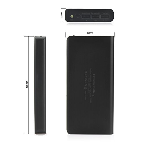 Sunydeal 26800mAh PowerBank 3 USB 1 2 1 2 1A Salida Bater  a Externa Cargador Port  til Banco de la Energ  a con 3 Puertos USB para iPhone  iPad Mini  Samsung  Nexus  BQ  Xiaomi  HTC y m  s Smartphone 5V Tablets GPS Bluetooth Altavoz-Negro
