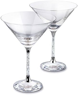 URBAN MIST Crystal Filled Stem Martini Cocktail Glasses (set of 2)