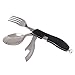 Price comparison product image royalr Folding Stainless Steel Fork Spoon Cutter Kit 3 in 1 Mini Outdoor Multifunctional Tableware
