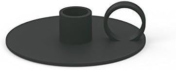 Metal Candle Holder Black / Candlestick with Convenient and Simple Decorative Design / Painted Matt Finish Surface / Soft Thin Textile Protection for table / Gifts for Wedding, Party, Home (Black)