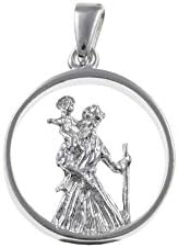 Unique Wishlist Sterling Silver Small Plain Open Circle St.Christopher *BU2587 - Pendant Only *ID/BU2587