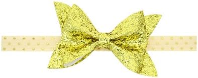 Baby Girl Glitter Bow Headband Girls Hair Accessories Newborn 0-7 years (Gold)