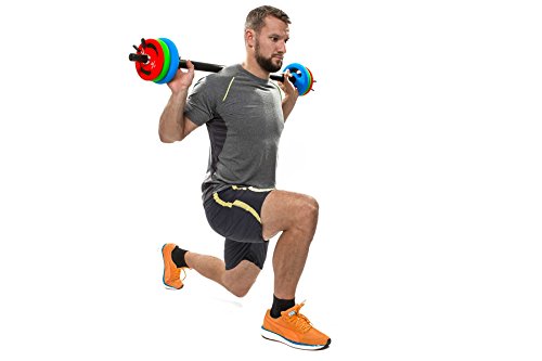 Langhantel mit Federverschluss inklusive Hantelscheiben (Gewichte) aus 100% Gusseisen in unterschiedlichen Varianten 6kg 10kg 12kg 20kg - 6