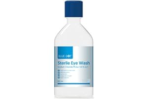 BLUEDOT Blue Dot Sterile Eyewash Solution with Sterile Eye Pad - Saline Solution in Standard 500ml Bottles for Eye Wash Stations Or Free-Standing