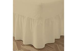 VOICE7 Luxury Fitted Frilled Valance Sheets - Plain Dyed 50:50 Poly Cotton - Optional Matching Pillowcases And V-Cases - 12 Colors And UK Sizes (Mocha Double Valance Sheet)