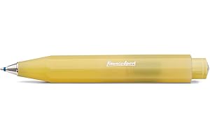 ‎KAWECO Kaweco Frosted Sport Ballpoint Pen Sweet Banana I Business Ballpoint Pen Made of High-Quality Plastic in Yellow I Summer 12 g Pocket Ballpoint Pen with Heart Curve Mechanism I Retractable Ballpoint