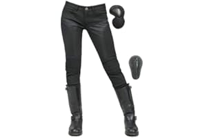 HOMDECR Femme Pantalon Moto,Jeans Moto Très Extensible Respirant Imperméable Randonnee Pantalon De Travail Cargo Racewear Protection Moto Pantalon avec 4 Protéger Pads Amovibles