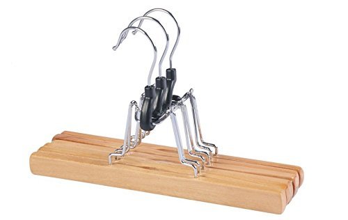 logei® 10 Stück Holz Kleiderbügel Hosenbügel Hosenspanner Hosenklemmbügel Hosenhalter mit Filzeinlage 25 cm lang - 4
