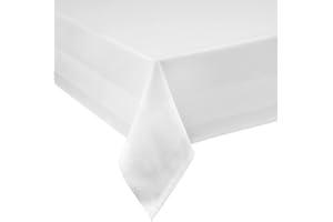 texpot 100% bawełna biały kwadratowy obrus damasceński 80 x 80 cm/białe satynowe obramowanie, obrusy DecoHomeTextil