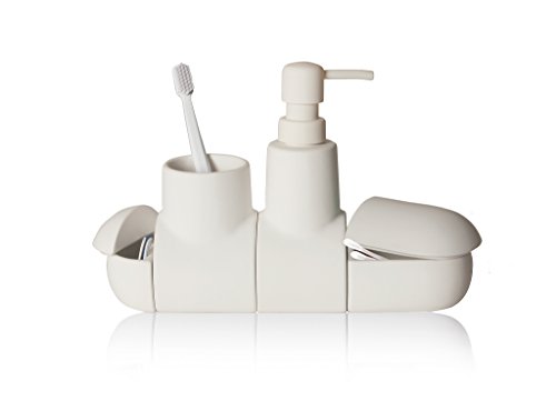 „Submarino“ Porcelain Bathroom Acc. Set 25,5×7, H17,5cm, white - 3