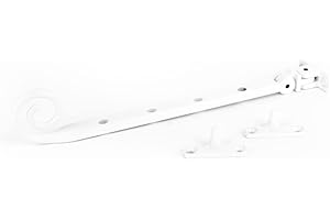 TOTAL HARDWARE LTD Cornish Heritage Monkey Tail Traditional Timber Window Casement Stay, 250mm (10 inch) with pegs Included for Left and Right Hand Windows - White