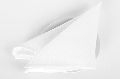 Linen Fashion: WHITE DIAMOND PATTERNED LINEN / COTTON TABLE NAPKIN (20cm x 20cm- 8“ x 8“)