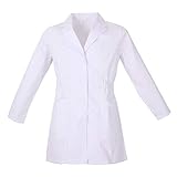 camisa blanca corbata roja traje negro Bata laboratorios manga larga para mujer, cuello solapado, recogido de la cintura, cierre Con Botones