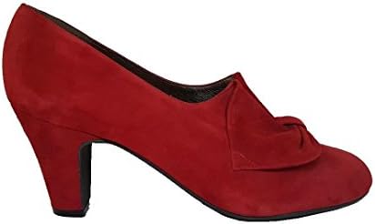 GENNIA XARRUX - Women´s Closed Toe Leather Pumps With Bow, Leather Suede Guinda (Red), Size 44